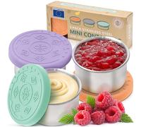 Everusely - Récipient à condiments - Lot de 3, 50 ml, Bright - Récipient étanche pour vinaigrette - Petits récipients à sauce en acier inoxydable avec couvercles