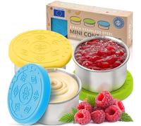 Everusely - Récipient à condiments - Lot de 3, 50 ml, Été - Récipient étanche pour vinaigrette - Petits récipients à sauce en acier inoxydable avec couvercles