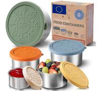 Everusely - Récipients en acier inoxydable avec couvercles - Lot de 5, collection Muted - Récipients alimentaires en acier inoxydable étanches - Porte-snacks emboîtables