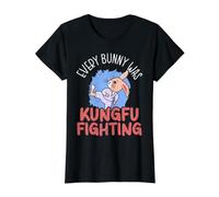 Every Bunny Was Kung Fu Lutte Contre Les Lapins T-Shirt Graphique avec Valeur, Femme, Noir, L