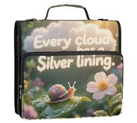 Every Cloud Has A A A Silver Lining Animal Escargot 3 Anneaux 3,8 cm School Zipper Binder with Strap Easy To Carry Documents File Storage Bag for Middle Student