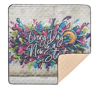Every Day is A New Start Graffiti Art Grand tapis de jeu élégant pour bébé lavable au sol Tapis d'activité pour bébés nourrissons tout-petits 127 x 127 cm
