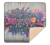 Every Day is A New Start Graffiti Art Tapis de jeu doux et épais pour bébé pour intérieur et extérieur Tapis rembourré confortable pour bébé nourrisson 127 x 127 cm