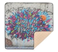 Every Day is A New Start Graffiti Art Tapis de jeu en mousse souple lavable pour bébé Tapis d'éveil pour bébés et tout-petits 127 x 127 cm