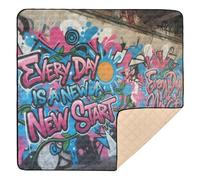 Every Day is A New Start Graffiti Grand tapis de jeu robuste pour bébé et enfant - 127 x 127 cm