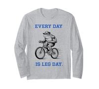 Every Day is Leg Day Frog Drôle Cycliste Gym Workout Manche Longue