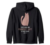 Every Good & Purrfect (Gift) is from Above - James 1:17 Cat Sweat à Capuche