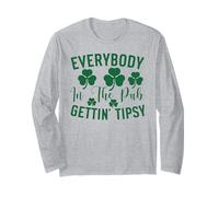 Everybody in The Pub Gettin Tipsy Saint Patrick's Day Humour Manche Longue