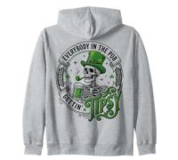 Everybody in The Pub Gettin Tipsy St Patricks Skeleton Sweat à Capuche