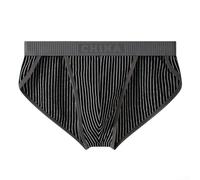 Everyday Comfort Bikini rayé pour homme avec taille élastique et pochette (3XL Noir)