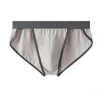 Everyday Comfort Bikini rayé pour homme avec taille élastique et pochette (gris clair)
