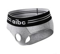 Everyday - Culotte de bikini en coton pour homme avec trou ouvert sur le devant pour une esthétique inspirée de la lingerie (L gris)