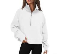 Everyday Pull épais à col montant pour femme avec poche kangourou pratique (S, blanc)