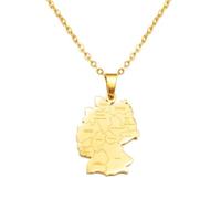 Everyiod Allemagne Carte Pendentif Colliers, Bundesrepublik Deutschland Bijoux Lettre Allemande Carte Contour Pays Frontière Rétro Bijoux Unisexe, Jaune, 45 Cm