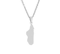 Everyiod Carte De Madagascar Collier Pendentif Brillant, Accessoires De Collier De Carte Hip Hop De Style Ethnique, pour Femmes Hommes Ornements Patriotiques Bijoux, Blanc, Long: 50 Cm