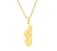 Everyiod Collier Carte Pays Afrique Madagascar - Pendentif Charme En Émail De Style Ethnique Rétro Chaîne De Clavicule De 50 Cm, Pour Femmes Hommes Collier Pull Patriotique Bijoux Cadeaux, Jaune,