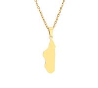Everyiod Collier Pendentif Brillant Carte De Madagascar, Accessoires De Collier De Carte Hip Hop De Style Ethnique, pour Femmes Hommes Ornements Patriotiques Bijoux, Jaune, Long: 50 Cm