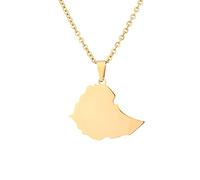 Everyiod Collier Pendentif Carte Afrique Ethiopie - Vintage Carte Contour Afrique Ethnique Émail Ras Du Cou Clavicule Chaîne, Charme Patriotique Bijoux Femmes Hommes Accessoire, Jaune, Chaîne Minc