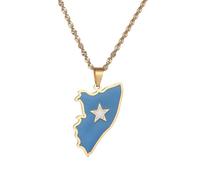 Everyiod Collier Pendentif Carte De Somalie - Carte À La Mode De La Somalie Collier Charm Bijoux, Collier De Pull De Style Ethnique Ras Du Cou Pour Femmes/Hommes/Fille/Garçons/Unisexe,Jaune,50Cm