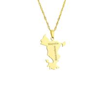 Everyiod Collier Pendentif Carte Vintage Mayotte, Collier Carte De Mode Drapeaux Nationaux Cadeau De Bijoux, Hommes Femmes Carte Pull Collier Accessoires, Jaune, Long: 50 Cm