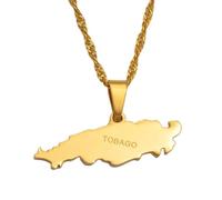 Everyiod Colliers Pendentif Carte De L'Île De Trinidad Et Tobago, Contour Vintage Charme De Mode Cartes De Pays Ethniques Dangle Pour Femmes Hommes Bijoux Patriotiques, Jaune, 60 Cm