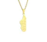 Everyiod Colliers Pendentif Carte De Madagascar, Colliers Pendentif Carte Bijoux Hip Hop Classiques, pour Femmes Hommes Tendance Cadeau De Fête Bijoux De Mode, Jaune, Long: 50 Cm