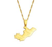 Everyiod République Du Congo Carte Nom De La Ville Charme Pendentif Colliers, Brazzaville Bijoux Ethniques Tendance Accessoires Patriotiques, Hiphop Cadeau De Fête De Mariage,Jaune,60Cm