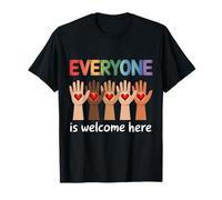 Everyone Is Welcome Here Inclusivity Unity Hands And Hearts T-Shirt