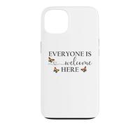 Everyone is Welcome Here Pride Sign Lesbian Butterfly Pride Coque pour iPhone 13