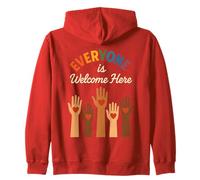 Everyone is Welcome Here Unité Mains Inclusives Cœur Sweat à Capuche