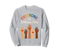 Everyone is Welcome Here Unité Mains Inclusives Cœur Sweatshirt