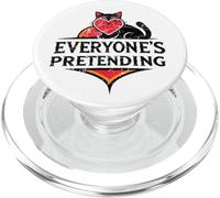 Everyone's Pretending Black Cat Red Heart Grande Illusion PopSockets PopGrip pour MagSafe