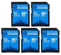 Everything But Stromboli Carte mémoire SD Classe 10 UHS-1 U1 V10 Vitesse vidéo C10 SDHC pour appareil photo numérique, ordinateur, caméra de chasse 16GB Lot de 5