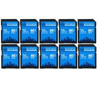 Everything But Stromboli Lot de 10 cartes mémoire SD 16 Go Classe 10 UHS-1 U1 C10 16 Go SDHC pour appareils photo numériques, ordinateurs, caméras de trail