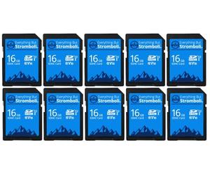 Everything But Stromboli Lot de 10 cartes mémoire SD 16 Go Classe 10 UHS-1 U1 C10 16 Go SDHC pour appareils photo numériques, ordinateurs, caméras de trail
