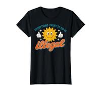 Everything I Want to Do is Illegal Retro Existential Dread T-Shirt Graphique avec Valeur, Femme, Noir, L