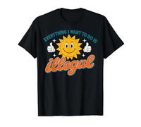 Everything I Want to Do is Illegal Retro Existential Dread T-Shirt Graphique avec Valeur, Homme, Noir, XL