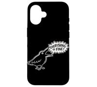 Everything is Fine Funny Crow Meme Dark Humour Raven Coque pour iPhone 16