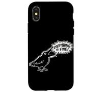 Everything is Fine Funny Crow Meme Dark Humour Raven Coque pour iPhone X/XS