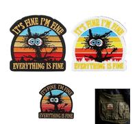 EVERYTHING IS FINE Patch et Broche Set - Lot de 3 Patches Humoristiques “It’s Fine I’m Fine”, Badge Brodé avec Scratch, Accessoire Original pour Sac à Dos, Veste, Casquette ou Tenue Tactique