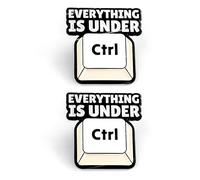Everything Is Under CTRL Lot de 2 badges à épingler pour clavier Noir et blanc 3 x 2,5 cm