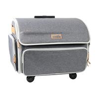 Everything Mary Mallette de Rangement Pliable à 4 Roues pour Machine à Coudre - Gris chiné - Sac de Transport à roulettes Compatible avec Brother, Singer et la Plupart des Machines