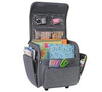 Everything Mary Sac de Bricolage Pliable de Luxe - Sac fourre-Tout pour Scrapbooking Gris chiné avec roulettes - Rangement Portable pour Cricut, Art et Couture - Organiseur de Voyage léger et élégant
