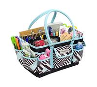 Everything Mary Sac de rangement géométrique bleu sarcelle de luxe - Sac de rangement pour travaux manuels, couture, papier, art, bureau, toile, fournitures avec poignées pour voyage