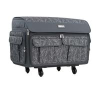 Everything Mary XXL Sac à roulettes pour Machine à Coudre à 4 Roues pivotantes à 360 degrés, Gris à Fleurs, Mallette de Rangement pour Grandes Machines à Broder - Brother, Singer, Bernina et la