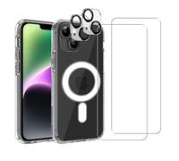 Evetane Coque Anti-Choc Compatible avec Magsafe pour iPhone 14 Transparente + 2 Protections écran et 2 Protections Objectif caméra
