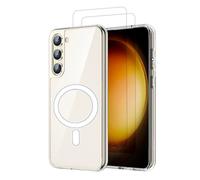 EVETANE Coque Anti-choc Magnétique Magsafe compatible Galaxy S23 Transparente + 2 vitres
