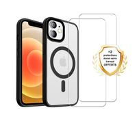 EVETANE Coque Anti-choc Magsafe compatible Iphone 12 Mini Noir + 2 vitres