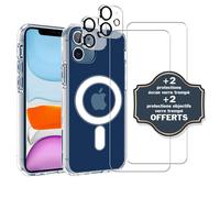 EVETANE Coque Anti-choc Magsafe compatible Iphone 12 Mini Transparente + 2 protections écran et 2 protections objectif caméra