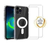 EVETANE Coque anti-choc Magsafe compatible iPhone 13 Pro Transparente + 2 vitres